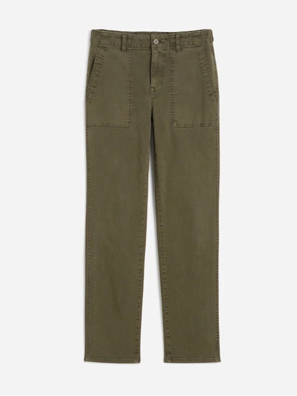 Madewell Slim Straight Utility Pant in Green Garment Dye